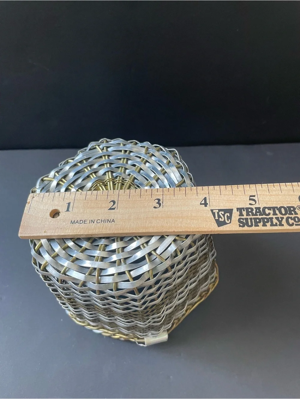 Vintage 2pc Small Woven Decorative Brass Wire Basket Set Round Gold & Silver